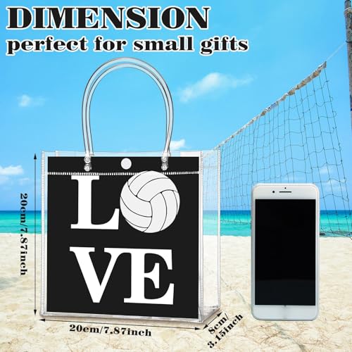 Image of Teenyyou 24 Pcs Volleyball Clear Gift Bags with Handles Volleyball Goodie Bags Sport Theme Party Favor for Team Snack Birthday Gifts