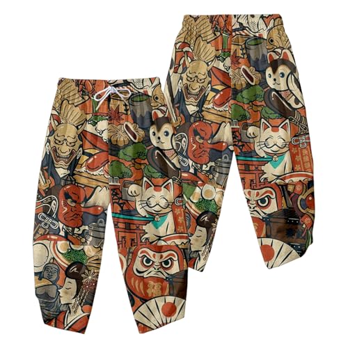 Image of DOSLAVIDA Men's Japanese Kimono Cardigan Suit Chinese Style Printed Jacket Pants Set Open Front Seven Sleeve Top & Shorts