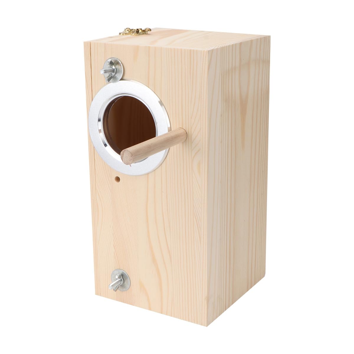 Nido de Pájaro de Madera Maciza para Loros, Caja Nido Decorativa Apertura Doble, Artesanal Decoración de Jardín Exterior