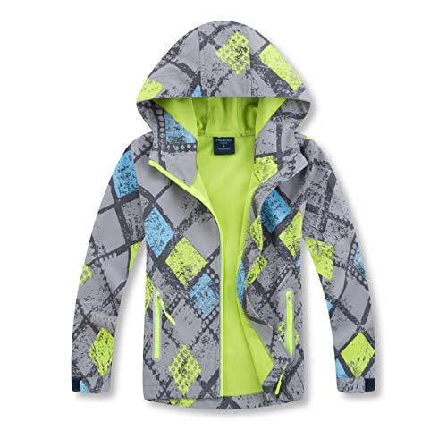 MGEOY Kids Rain Jackets Light Waterproof Hooded Raincoats Windbreakers for Boys Green 10/11