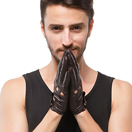 Nappaglo Gants Homme en Cuir Conduite Gant avec Doigt Plein non Classique pour Aller en Moto Vélo Cover