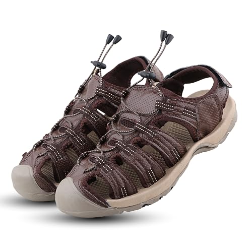 Image of FUEL Soldier-14 Men's Fisherman Sandals - Comfortable, Breathable & Flexible Outdoor Sandals with Protective Toe, Anti-Skid Sole - Stylish Casual Beach & Sports Footwear (Black)