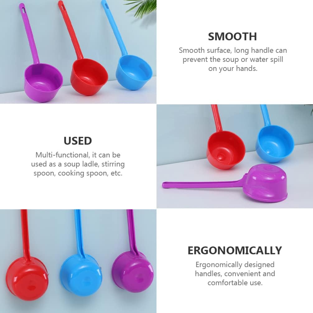SHERCHPRY Plastic Ladle 10 Inch Plastic Water Ladle, 3Pcs Long Handle Water Ladle, Bathroom Water Scoop Cup, Bathing Ladle Container, Ladle Dipper for Bathroom Hair Washing Plastic Scoop
