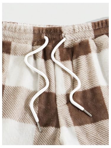 Verdusa Men's Flannel Buffalo Plaid Pajama Pants Fuzzy Pj Pants with Pockets3