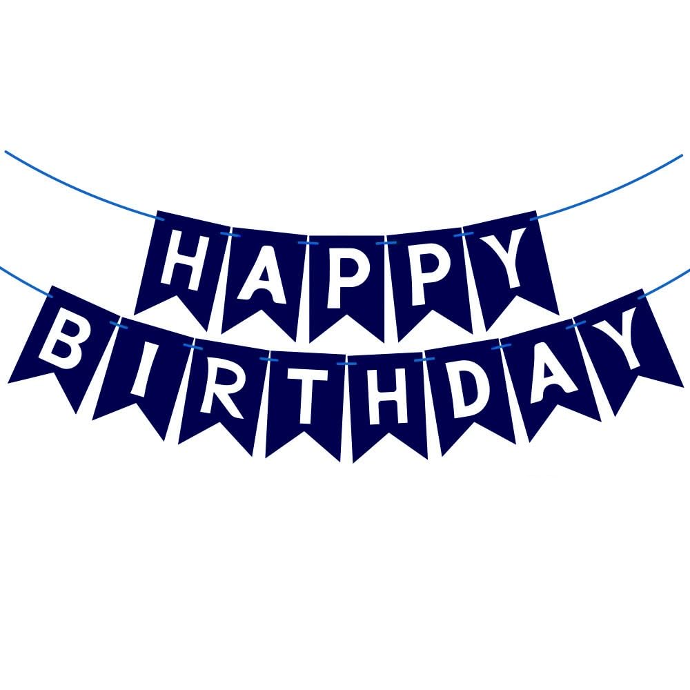 Kiyanest Classic Navy Blue Birthday Banner – Elegant Party Decoration (5M)