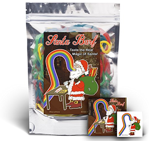 Santa Butts Gummy Cherry Fruit Jelly Disks & Santa Barf Rainbow Lace Licorice Funny Unique Christmas Stocking Stuffer Candy Gag Gift For Teens, Girls, Boys, And Kids (Bundle Pack) #TOP5