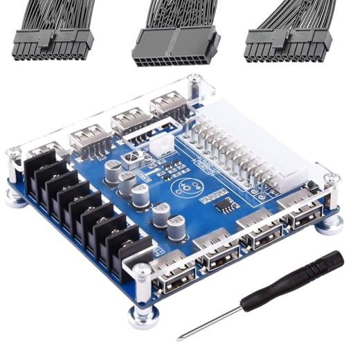 Youmile Alimentation Carte d'adaptation ATX-24P 20/24 Pins Take Power Breakout Board 3.3V/5V/12V 8-Port USB avec câble séparateur pour carte mère ATX...