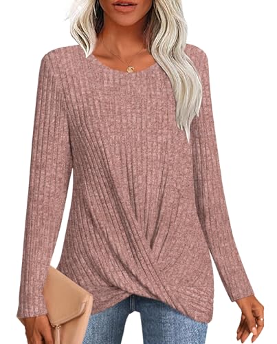 Image of HOTGIFT Women's Pullover Sweaters Winter Tunic Tops Long Sleeve Crewneck Shirts Casual Comfortable Blouse