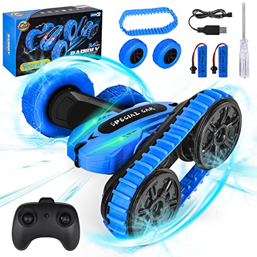 Fesexoul 2in1 Ferngesteuertes Auto, RC Auto & Crawler mit 2 Aufladbares Batterien, 2.4GHz 2-Seitiger 360° Rotation und Flip-Funktion, Offroad Auto Spielzeug Geschenk für 6-10 Jahre Kinder