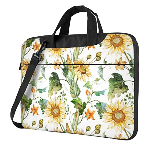 Sac à bandoulière pour ordinateur portable 13" noir imprimé tournesol