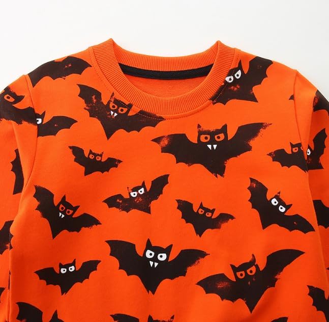 Boys Gilrs Sweatshirt Long Sleeve Halloween Cartoon Shirts Tops Orange for 18M-6T - Image 4