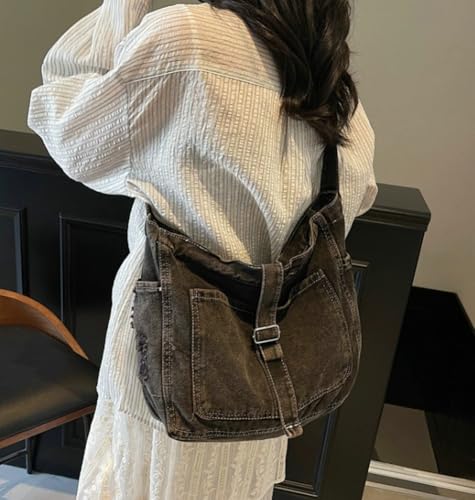 Simple Denim Shoulder Bag Solid Color Stylish Cross Body Bags Outdoor Travel Work Underarm Bag for Women 20254