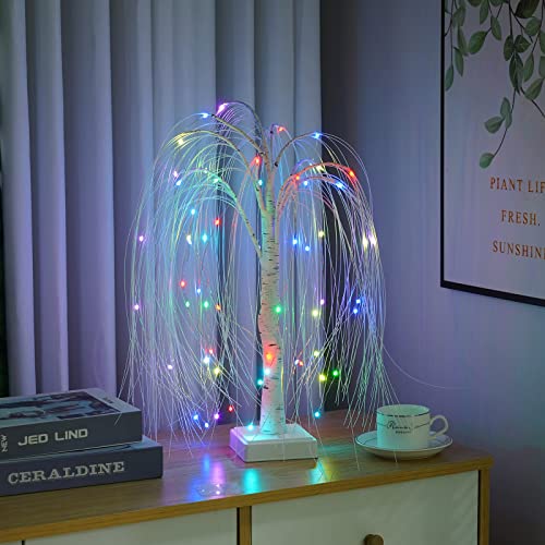 znewlook Weidenbaum mit 60 LEDs, beleuchteter Weidenbaum, 16 Farben, 61 cm, beleuchteter Weidenbaum, USB- und batteriebetrieben, Bonsai-Baum-Licht mit USB-Kabel und Fernbedienung für