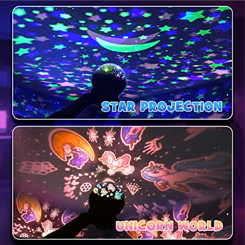 Strawbetter Unicorns Gifts For Girls Age 3-12 2 In 1 Unicorn & Star Night Light Projector For Kids 4 5 6-8-10 Year Old Toys Rotating Nights Lights For Age 3+ Kid Girl Sleeping Room Birthday Gift #TOP4