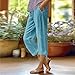 AKTCVVJ Capri Pants for Women Trendy Drawstring Linen Capris Casual Work Cotton Pants Summer Vacation Pant Wih Pockets Sky Blue
