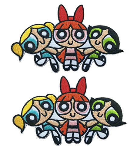 Children Patches Superhero Three Girls Logo Cartoon Logo Iron on or Sew on Embroidered Patch 2 pcs