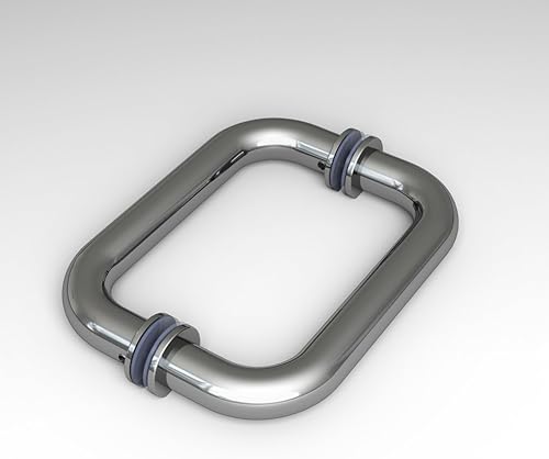 Miniatura 6 de Manija de puerta de ducha trasera a trasera, para puerta corrediza de vidrio, acero inoxidable, acabado cromado, manija tubular de puerta corredera