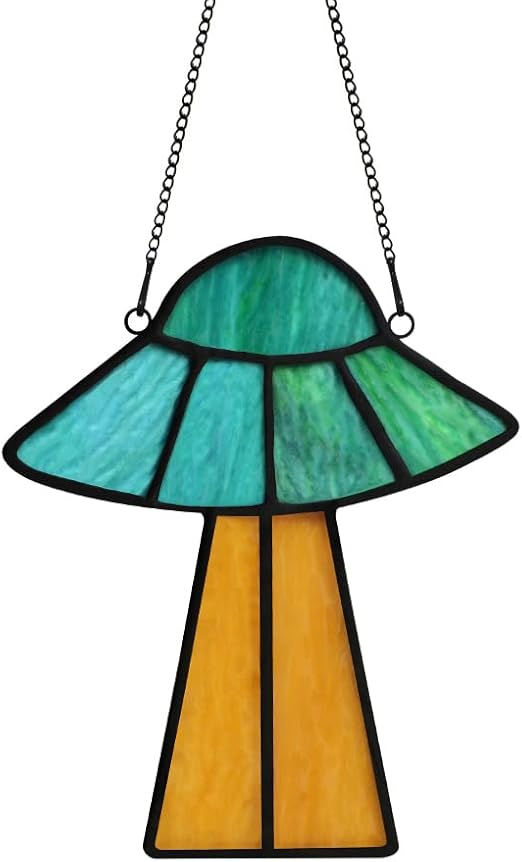 HAOSUM Stained Glass Window Hanging Alien Decor,Sun