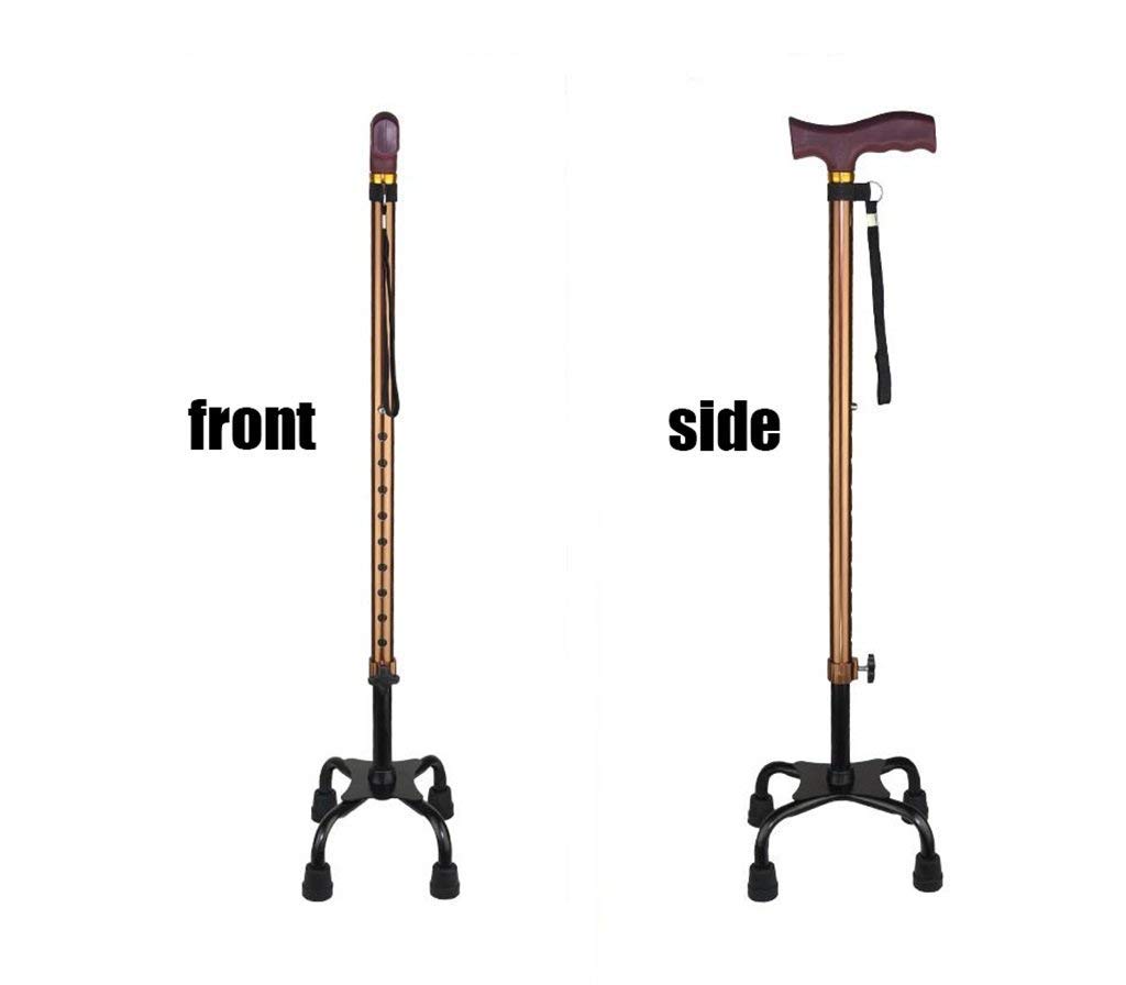 Soporte para bastón para Caminar Muleta para Ancianos Ancianos Telestable Antideslizante Ligero Altura Ajustable con 4 pies Bastones Marrones para Hombres o Mujeres, muletas