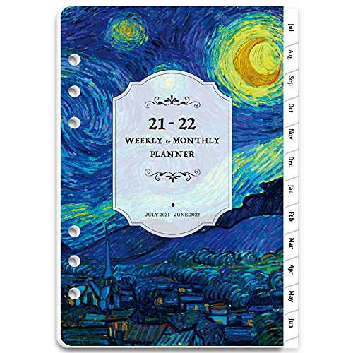 2021-2022 Planner Refill - Jul 2021-Jun 2022 Weekly & Monthly Planner Refill, A5 Planner Inserts, 5-1/2" x 8-1/2", Loose Leaf Paper, Refill Paper 2021-2022 with Eye-Catching Cover, 6-Hole Punched