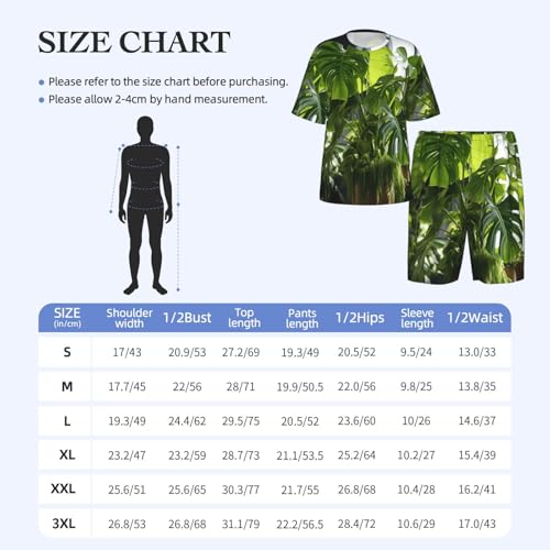 Pijama transpirable de hombre de 2 piezas Monstera Deliciosa premium 4