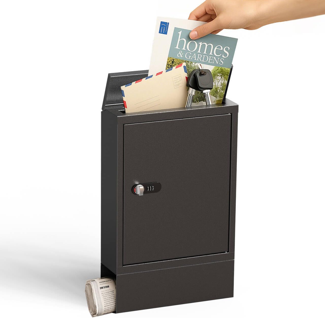 WeHere Wall-Mount Mailbox for Outside,Mailboxes use Combination Lock, Large Letter Drop Box, Postbox for House Porch, Front Door, Fence