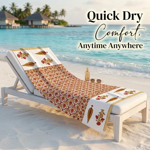 Image of Mafatlal Madhuban Bath Towel Combo Pack of 2 | 147x76 cm | 250 GSM Soft, Quick Dry & Lightweight Cotton Towels | Adobe & Thai Curry