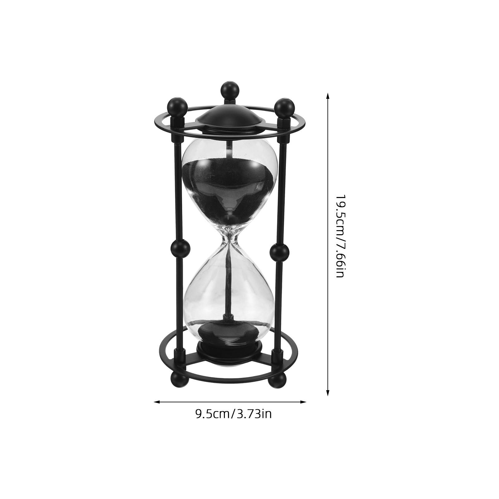 Temporizador de Reloj de Arena Retro Negro 15 Minutos de Hierro | Vidrio Preciso, Portátil y Ligero, para Oficina en Casa y Entornos Religiosos