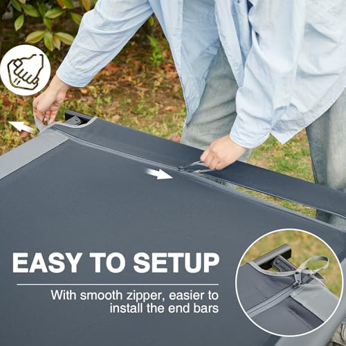 Image of EVER ADVANCED Extra Wide Camping Cot for Adults Oversized XXL Sleeping Cots Folding Cot Bed with Carry Bag, 84.3 inch L x 41.9 inch W, Support to 550 lbs