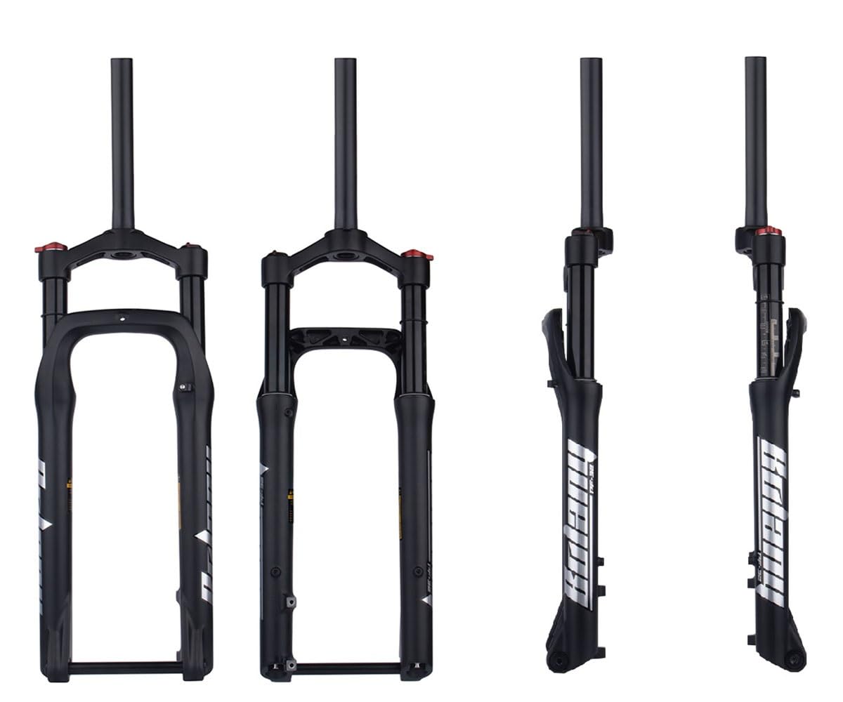 Widelec przedni Fatbike 26 cali z hamulcem tarczowym 1-1/8" prosty widelec pneumatyczny BMX QR 135 mm do opon 4.0 E-Bike widelec przedni MTB 115 mm skok sprężyny nadaje się na śnieg, plażę, rower XC