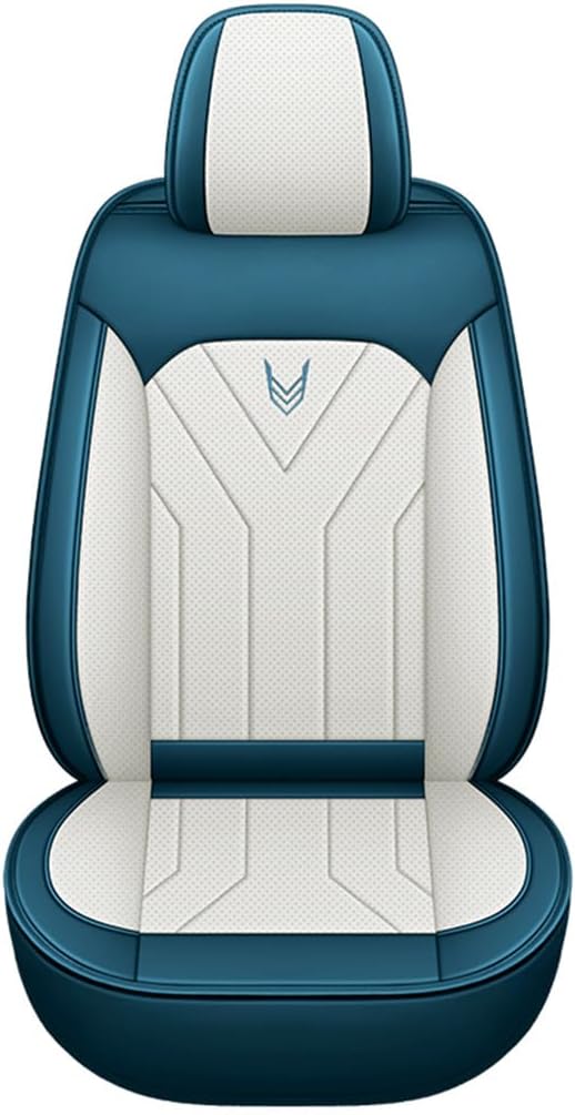 Upgraded Leather 5 Seats Car Seat Covers for Toyota Corolla 2025 Vehicles Front&Rear Seat Protector Anti-Slip Durable Leather Seat Cushion White Blue