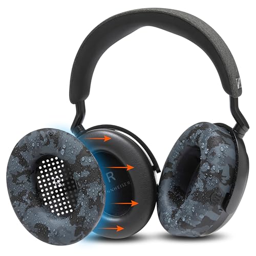 Image of WC SweatZ Momentum 4 - Patented Earpad Covers for Sennheiser Momentum 4 Wireless Over Ear Headphones by Wicked Cushions | Sweatproof & Easily Washable | Black Camo