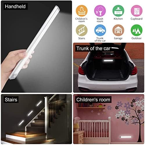 CANMEIJIA 2Pack Motion Sensor Lights Indoor, Under Cabinet Kitchen Lights USB Rechargeable, 24cm 40 LED 6500K White Light Wardrobe Lights Motion Sensor, for Cupboard, Closet, Stairs, Hallway, Bedroom