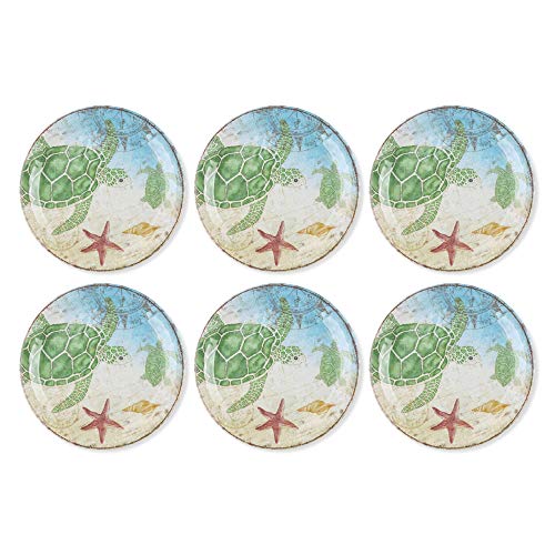 Upware Melamine Salad Plate Set Of 6, Bpa-Free Dishwasher Safe Round Plates Salad Dishes For Risotto, Pasta, And Salad, 9 Inch Salad Plates (Sea Turtle) #TOP10