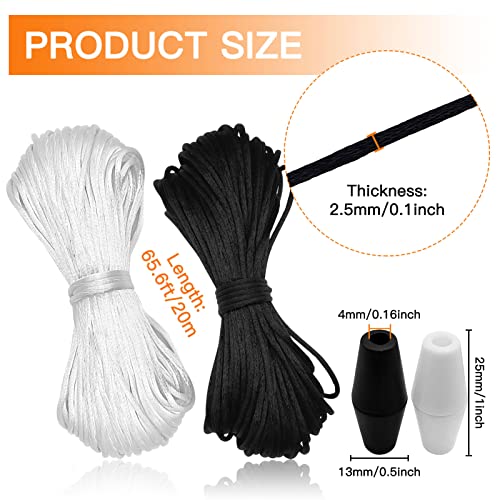 60Pcs Breakaway Clasp With 40M Replacement Necklace Cords,Clasp Bead Barrel Connectors Breakaway Safety Clasps Plastic Clasp Buckle Connectors For Lanyard Pendant Necklace Jewelry Making (Black,White) #TOP2