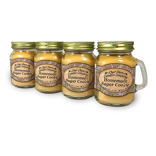 Our Own Candle Company Homemade Sugar Cookie Scented Mini Mason Jar Candle, 3.5 Ounce (4 Pack)