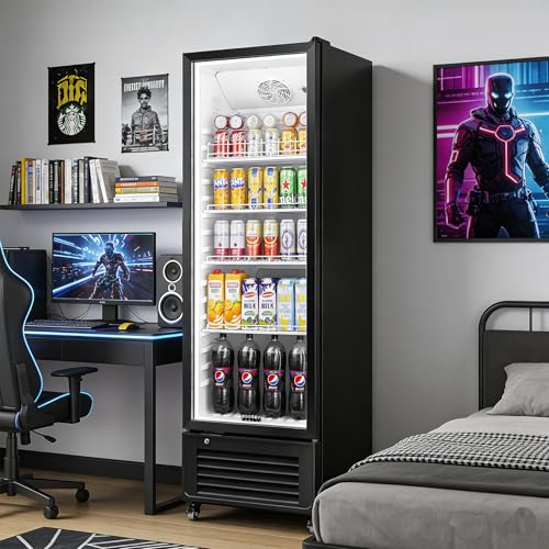 Image of BODEGACOOLER 11.5 Cu.Ft. Commercial Merchandiser Refrigerators, Adjustable shelves & Automatic Defrost, Commercial Beverage Refrigerator Glass Door For Drink, Soda, Garage, Gym, Man cave, Shop, Office