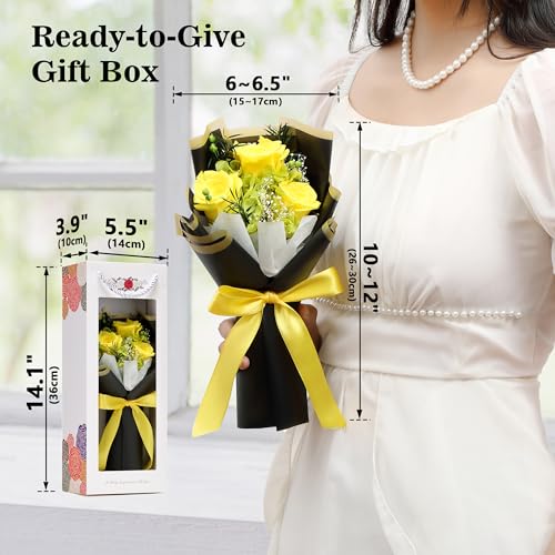 Image of Flower Bouquet Gifts for Women, Flowers for Delivery Prime, Preserved Roses Flower Gifts for Women, Valentines Flowers, Mom Gifts from Daughter Son, Birthday Gifts, Real Roses,Yellow Roses