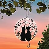 3 PAGEN® Solar Hängedeko Katzen – beleuchteter Deko-Kranz mit Katzenmotiv – stimmungsvolles Ambiente für Katzenliebhaber – stromsparend, dank Solarenergie – outdoor – Deko für Balkon, Pergola &Terrass