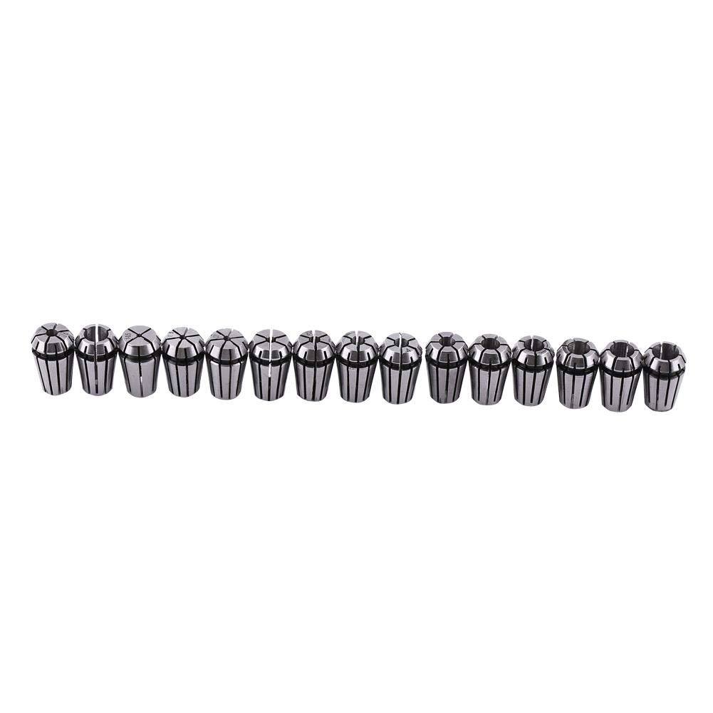 15pcs ER11 Collet de ressort de haute précision pour la machine de gravure de commande numérique par ordinateur & Outil de tour de fraisage, 1.0mm-7.0mm & 1/4", 1/8
