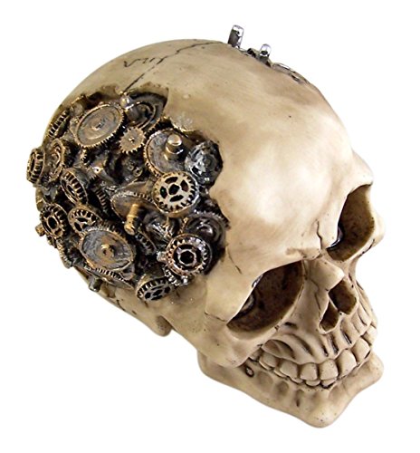Figura de cráneo humano steampunk con engranajes miniatura 6