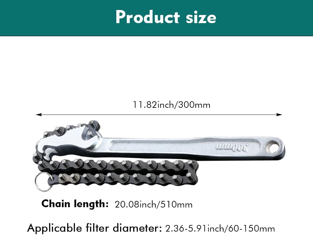 12 Inch Chain Pipe Wrench - Heavy Duty Carbon Steel, Fits 2-1/2' to 6' Pipes and Filters, Adjustable Ratcheting Wrench for Universal Use