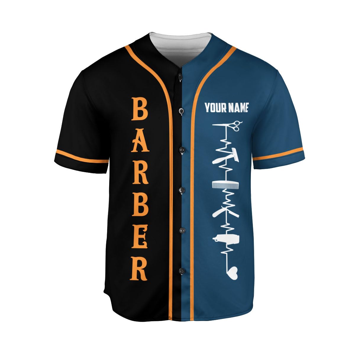BOZENTIM Personalized Barbershop Baseball Jersey, Barber Shirt, Hairdresser Barber Shirt, Hairstylist Jersey Gift for Barber (US, Alpha, Small, 5X-Large, Regular, Regular, BARBER8)