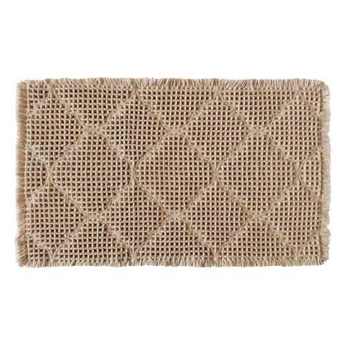 ZALL Tan Waffle Bath Mat,Super Absorbent Non Slip Bathroom Rug,Brown 17x24inch, Geometric Diamond Machine Washable Ultra Soft Floor Mats by ZALL - Used condition - Image 8