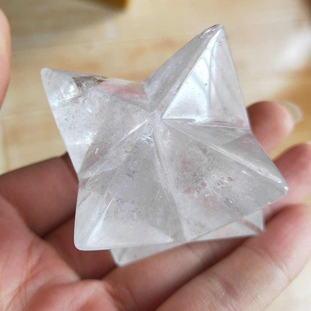 Cristallo di Meditazione Naturale 5cm Natural Clear Crystal Merkabah Pendulum Pietre di Cristallo Pietre di Cristallo Merkaba Stelle Pendente Gioielli Collana Minerali di energia Pietra di Cristallo