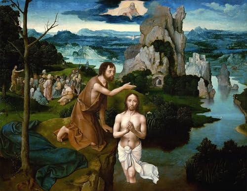 Tableau Impressions d'art Mural le Baptême du Christ Joachim Patinir poster vintage 60x90cm