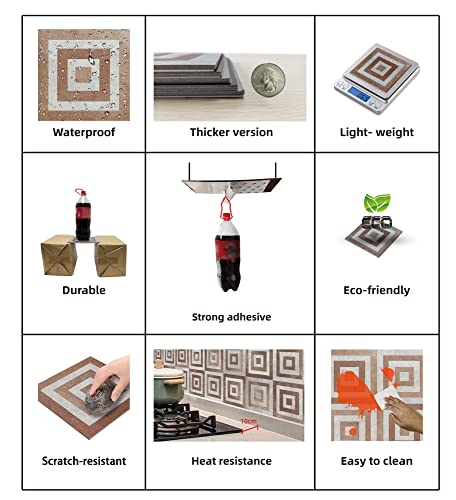 Colamo Luxury Peel And Stick Backsplash,Large Square Faux Stone Tile,Self Adhesive Smart 3D Waterproof Mosaic,Geometric Marble,Stick On Accent Wall For Kitchen,Living Room,Fireplace(1Pcs,Brown Grey) #TOP5