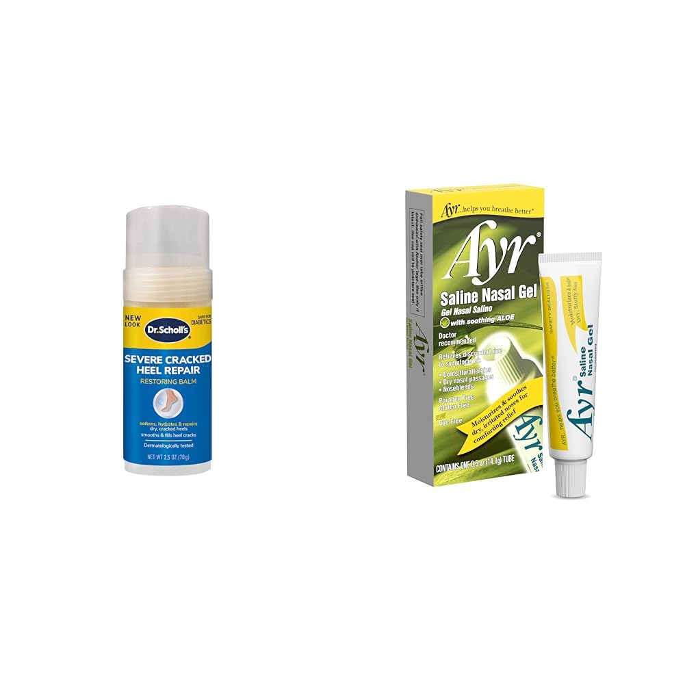 Dr. Scholl'sSevere Cracked Heel Repair Balm 2.5oz & Ayr Saline Nasal Gel 0.5oz Moisturizers for Dry Skin & Noses