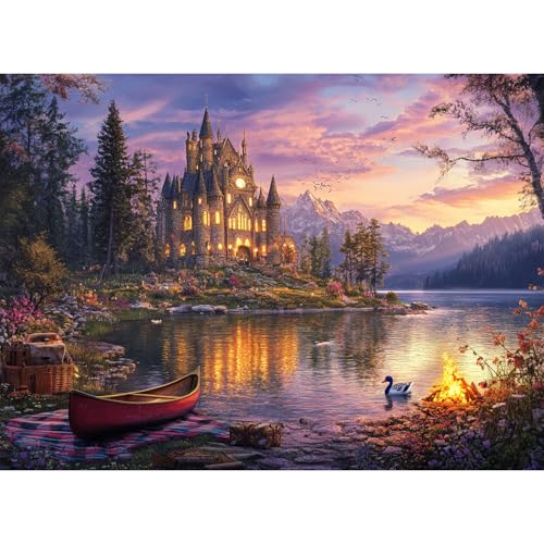 Yunlus Jigsaw Puzzles for Adults 1000 Pieces Twilight Castle Impossible Hard Difficult Challenging Puzzles for Adults Teens 1000pc Reflections Lake...