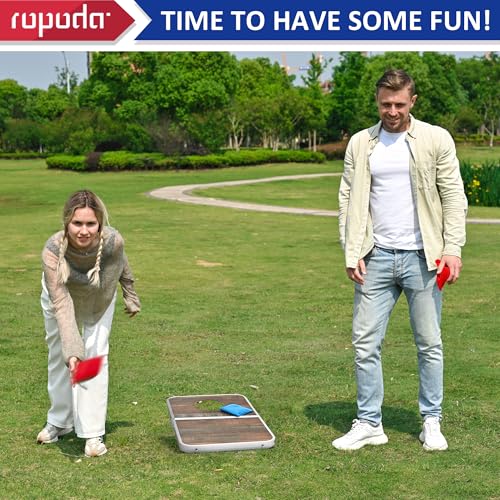 Image of ROPODA Portable Cornhole Board Set,24x16 / 30x20in Corn Hole Games for Adults with 8 Bean Bags, Lightweight Aluminum Alloy Edging Cornhole Set for Outdoor Games, Beach and Tailgates